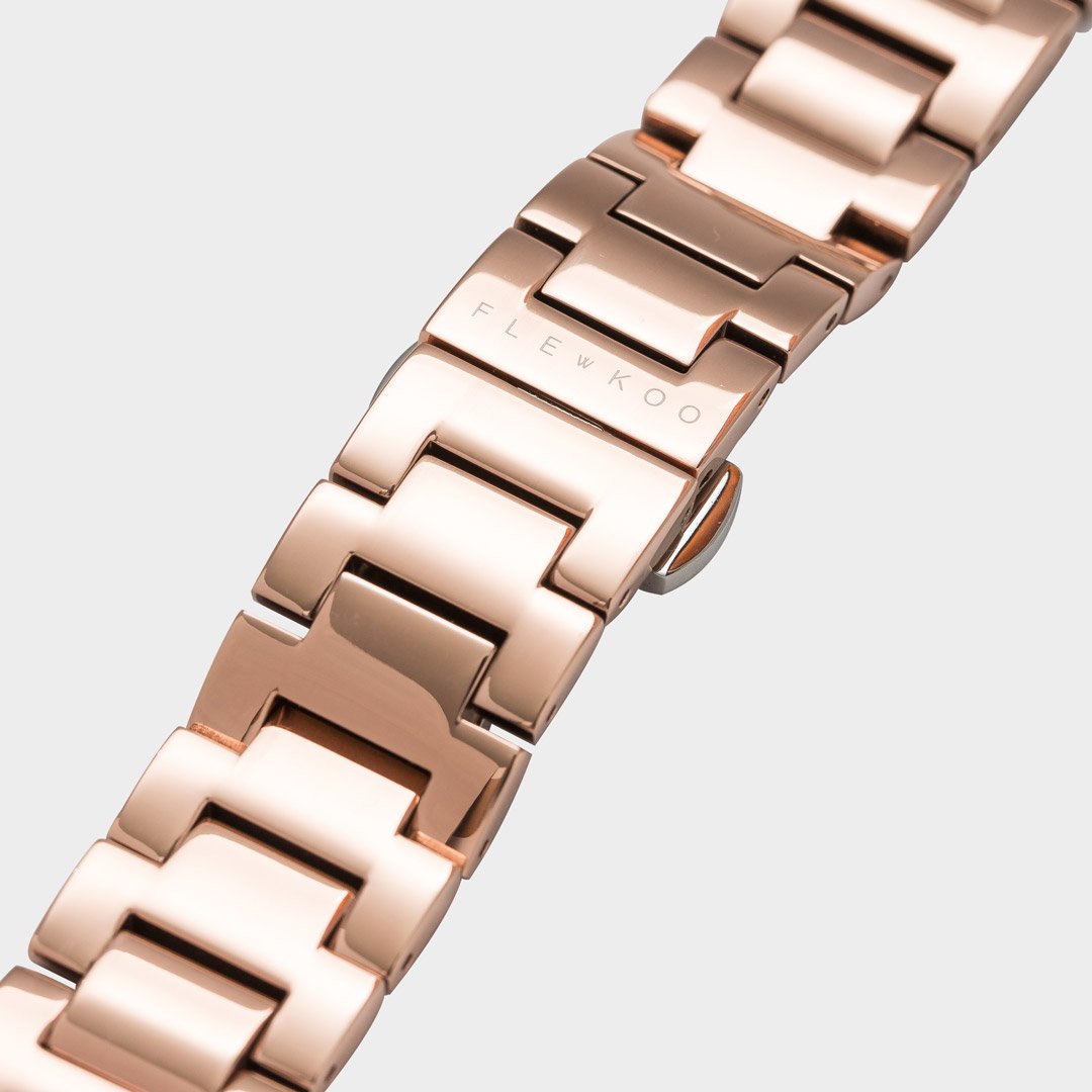 18mm Rose Gold Steel Band – Flewkoo - Main Image