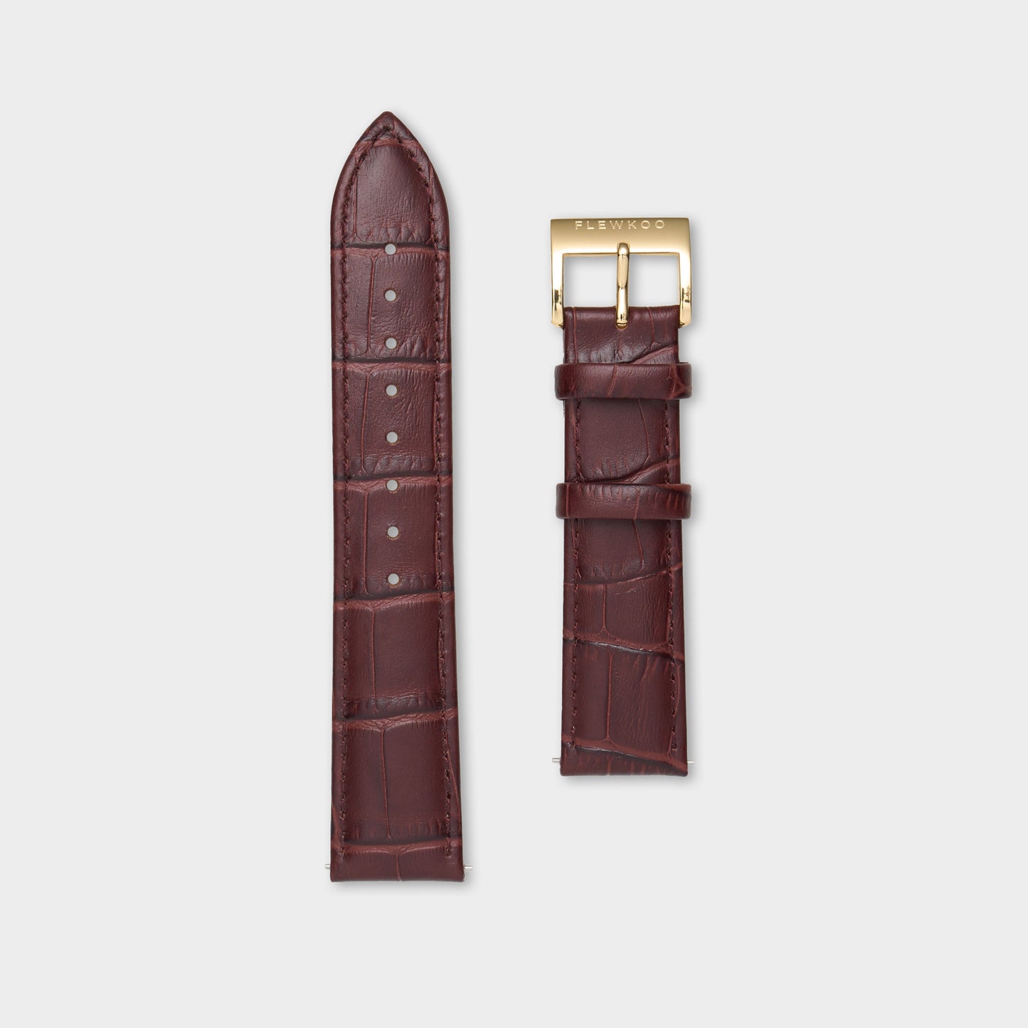 20mm - Brown Alligator Grain Leather with Gold Buckle